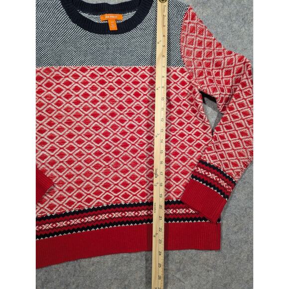 Joe Fresh Women's Red Knit Christmas Holiday Sweater Black White Size Med - Picture 5 of 8